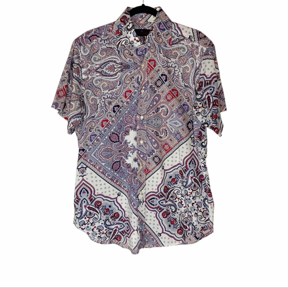 Etro Men’s Button Down Bandana Paisley Shirt 42 Large